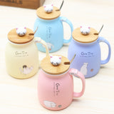 Ceramic Cat Mug Lid Spoon Tea Teacup Kawaii Kitty Kitten