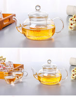 Round Glass Teapot with Built-in Infuser